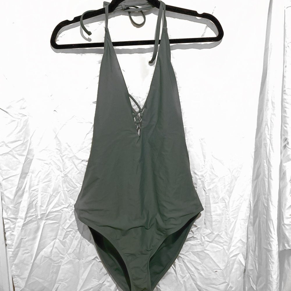 Xhilaration Sage Green One Piece Bathing Suit
